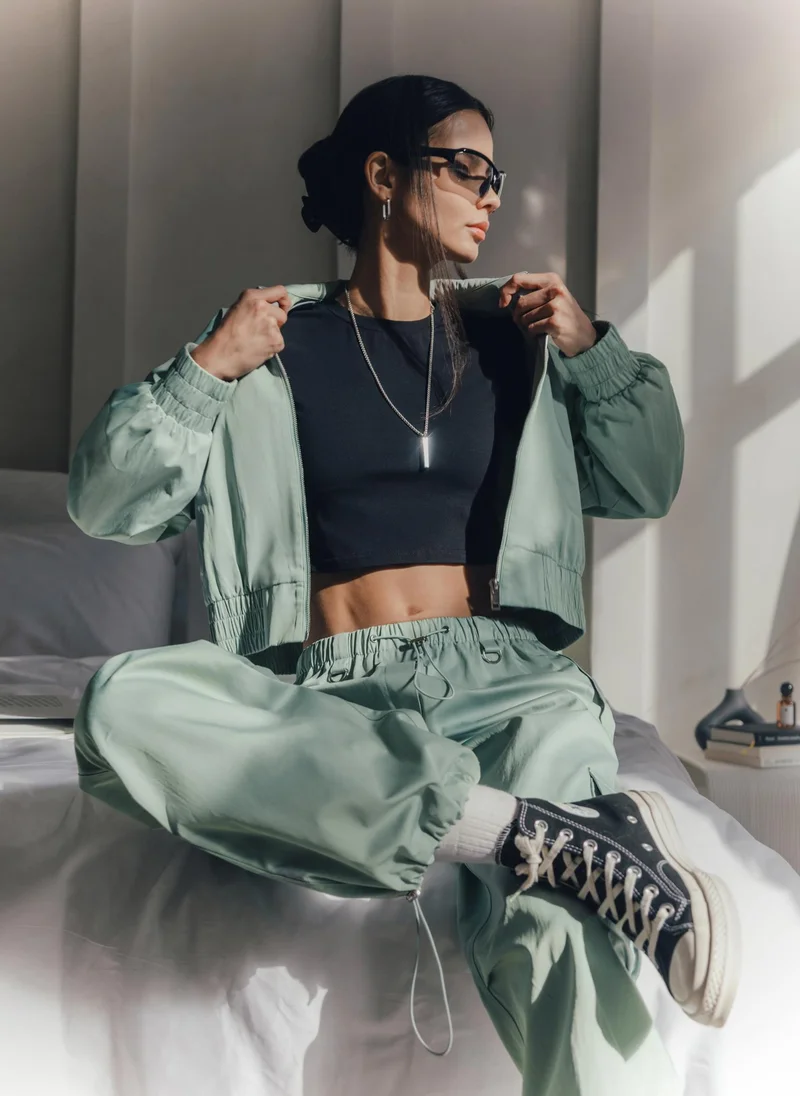 Lichi  Loose cargo trousers with elastic pants legs for Women | Best Price UAE
